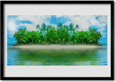 Produktbild von Bild 70x50 MDF-Rahmen Wandkunst Sea Island Landschaft