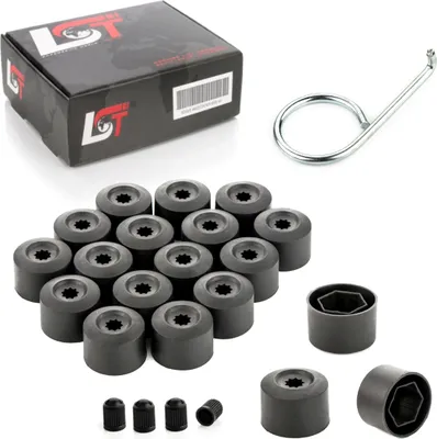 Produktbild von 20x Radschrauben Kappen 17mm schwarz für ALFA ROMEO FIAT LANCIA SUBARU TOYOTA