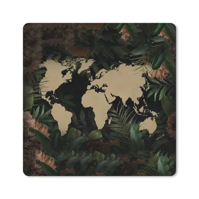 Produktbild von MuchoWow® Mauspad Mousepad Weltkarte - Pflanzen - Blumen 20x20 cm - Mousepads - Maus Mat - Pad - Mausunterlage - Desk Mat - Bureauartikeln