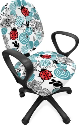 Produktbild von ABAKUHAUS Marienkäfer käferPOS=HEADCOMP Bürostuhl Schonbezug, Romantische Rosen Blumen, dekorative Schutzhülle aus Stretchgewebe, Blassblau Rot Schwarz