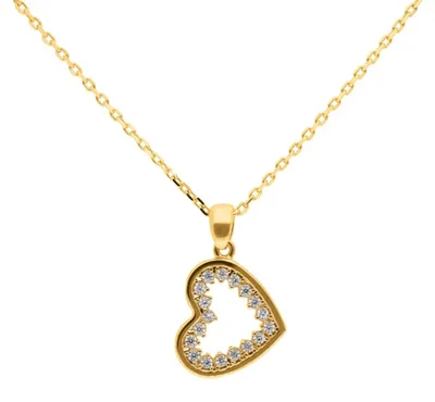 Produktbild von SuzanGold Queen of Hearts Kette Echtgold Halskette mit Herz-Anhänger & Zirkonia