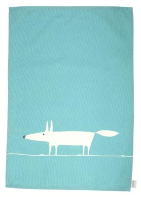 2er-Set Geschirrtücher Mr Fox, 50x70 cm, Baumwolle, Teal