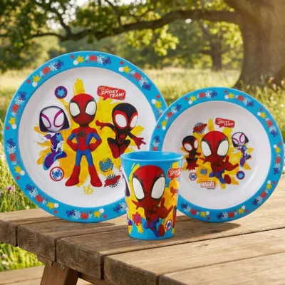 Produktbild von Spidey and Friends Kinder Geschirr Set Teller Schüssel Becher