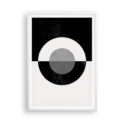 Produktbild von Gerahmtes Poster - Weißer Rahmen - Abstraktion Rad Schwarz und Weiß - 70x100 cm - Wand Bild - Wanddeko - Wandbilder - Wandposter - Bilderrahmen - Bilder - Kunstdruck - Wandbild - P2WPA70x100-4316