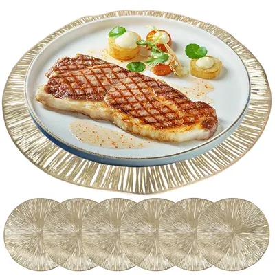 Produktbild von Platzsets Rund PVC 6 Stück Gold 38cm Hitzebeständig Abwaschbar Rutschfest