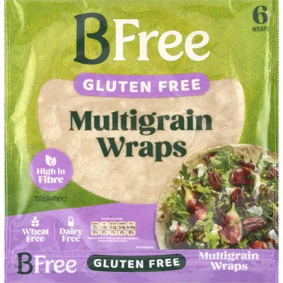 Imagen del producto de BFree wraps de algas sin gluten 168g – wraps multicereales ricos en fibra