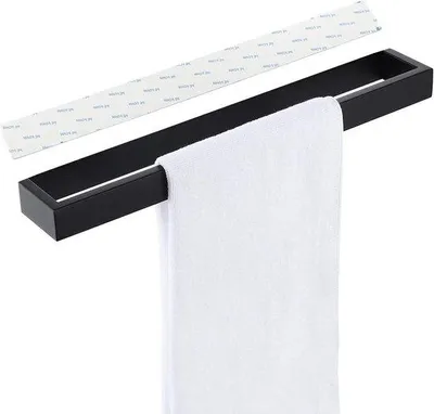 Image de Porte-serviettes en acier - Autocollant - 40 cm - Noir - Sans perçage