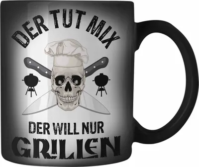 Produktbild von Trendation - Grill Farbwechsel Zauber-Tasse Geschenk Männer Steak Liebhaber Grillen Geschenkidee Vater BBQ's (Schwarz)