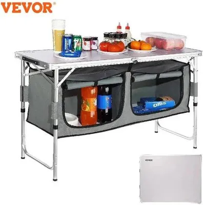 Produktbild von Famanu Faltbare Picknicktisch Aluminium mit Tragetasche - Verstellbare Höhe