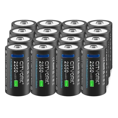 Obrázek produktu pro Nabíjecí baterie CR123A, nabíjení přes USB typu C, vysoká kapacita, 16 kusů baterií