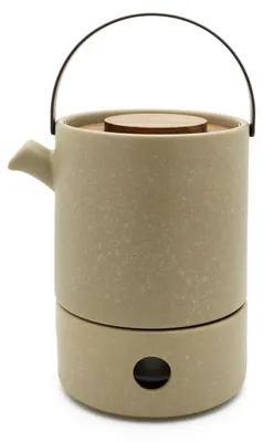 Teekanne aus Keramik mit Teelichthalter, 1,2 l, Lehmgrau