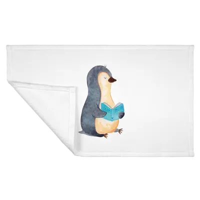 Produktbild von Mr. & Mrs. Panda Handtuch Pinguin Buch - Weiß - Geschenk, Lesen, Entspannen, frottee, Nichtstun, Ausruhen, Urlaub, Frotteehandtuch, kleines, gesichtstuch, Flauschtuch