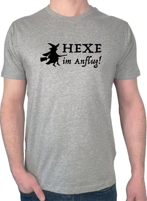 Produktbild von Huuraa Herren T-Shirt Hexe im Anflug XL Sport Grey Bio Baumwolle Fairtrade Herrenshirt Geschenkidee