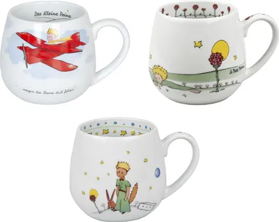 Produktbild von Könitz Porzellan Kaffee Becher Kaffee Tasse Tee Tasse Kuschelbecher Set Der Kleine Prinz 3 teilig, tolle Geschenkidee schöne Kinder Tassen