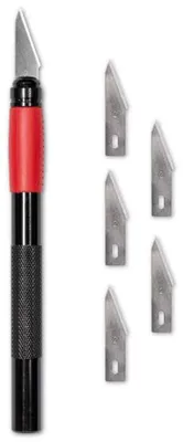 Detailmesser mit Präzisionsklinge, Titan, 5 Ersatzklingen