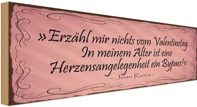 Produktbild von vianmo Holzschild 10x27 cm Erzähl nichts vom Valrntinstag Dekoration