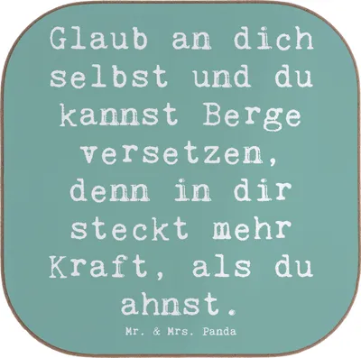 Produktbild von Mr. & Mrs. Panda Untersetzer für Gläser Spruch Selbstvertrauen stärken - Meeresbrise - Geschenk, Herausforderungen meistern, Tassenuntersetzer, gläseruntersetzer, Trost