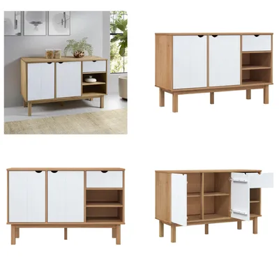 Obrázek produktu pro vidaXL Příborník OTTA Brown&White 114x43x73,5 cm Borovicový masiv - Příborníky - Komody - Příborník