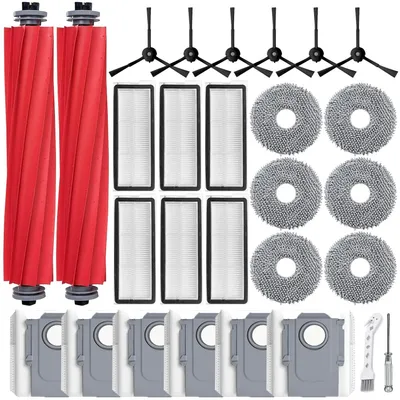 Ersatzteile für Roborock Qrevo S/Pro/MaxV/Plus – 2 Hauptbürsten, 6 Filter