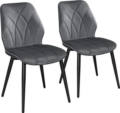 Produktbild von Yaheetech 2er Set Esszimmerstühle Küchenstühle gepolstert Metallbeine bis 136 Belastbar Polsterstuhl für Küche/Esszimmer/Polyester Dunkelgrau