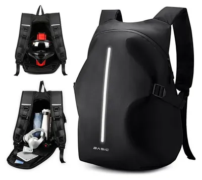 Image de Sac à dos pour moto, imperméable, réfléchissant, noir, capacité 50 litres