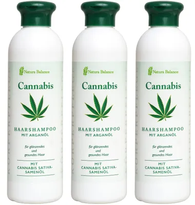 Produktbild von 3x 250ml Shampoo Cannabis Haarshampoo Cannabis Arganöl Hanfsamenöl Hanf Haarpflege Pflege vegan