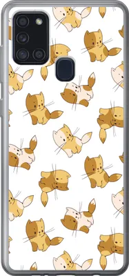 Produktbild von MuchoWow® Handyhülle Schutzhülle Hülle für Telefoonhoesje Samsung Galaxy A21s Muster - Katze - Kätzchen - Jungen - Mädchen - Kinder - Kind Silikon Softcase Handy Hülle - Hartschale
