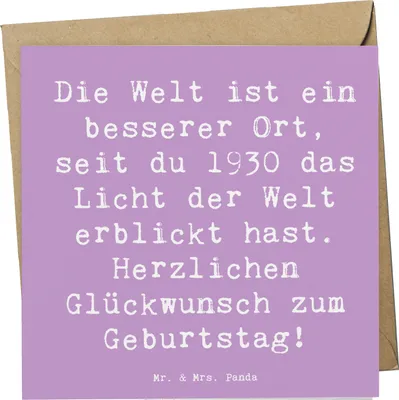 Produktbild von Mr. & Mrs. Panda faltkarte Spruch 1930 Geburtstag - Lavendeltraum - Geschenk, Klappkarte, Glückwunschkarte, Jahrgang, doppelkarte, wertvolle Erinnerungen, Grußkarte