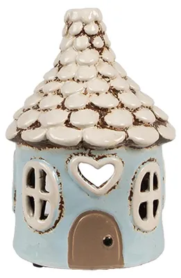 Zdjęcie produktu dla Clayre & Eef Pojemnik na podgrzewacze Dom Ø 11x15 cm Niebieski Ceramiczny