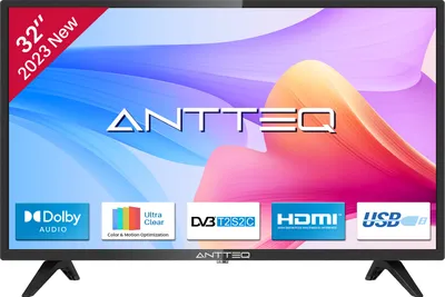 Produktbild von ANTTEQ  AB32D1  Fernseher 32 Zoll (TV 80 cm), Dolby Audio, LED, Triple Tuner DVB-C / T2 / S2, CI+, HDMI, USB, digitaler Audioausgang, incl. Hotelmodus