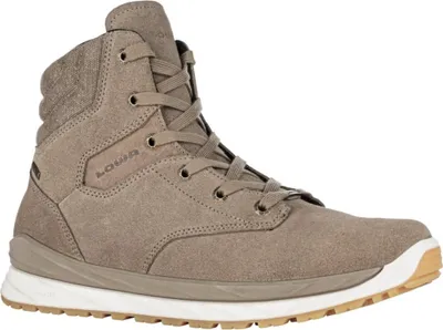 A single brown winter boot is shown from a side-diagonal angle against a white background.
