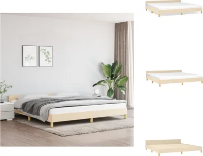 Produktbild von vidaXL Bettgestell mit Kopfteil Creme 200x200 cm Stoff -  Betten & Bettgestelle