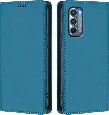 Produktbild von Handyhülle für Motorola Moto G Stylus 2022 5G, Kunstleder Klapphülle Stoßfeste Magnetische Hülle mit Ständer Blau