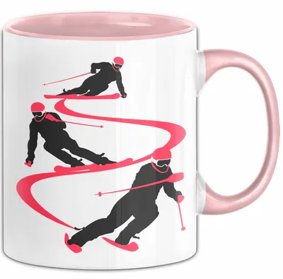 Produktbild von Ski Tasse Geschenk Grafik Skifahrer Becher (Rosa)