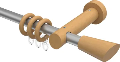 Produktbild von Interdeco Gardinenstange / Vorhangstange Silbergrau / Buche lackiert, Typ Talena Bero (Konus Schräge), 20 mm Ø 1-läufig, 440 cm