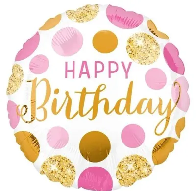 Produktbild von Folieballon, Pink und Gold, "Happy Birthday", 46 cm - Anagram