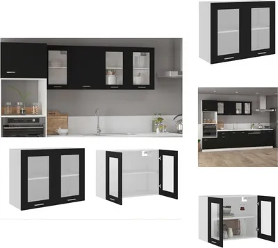 Obrázok produktu pre vidaXL Závesná sklenená skrinka čierna 80x31x60 cm materiál na báze dreva - Kuchynské skrinky