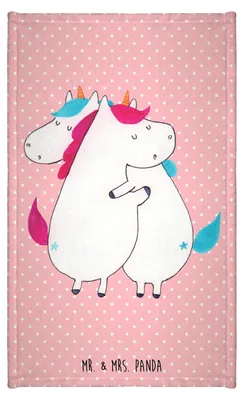 Produktbild von Mr. & Mrs. Panda Handtuch Einhörner Umarmen - Rot Pastell - Geschenk, Klein, Schwester, Frotteehandtuch, Familie, Liebe, Gästetuch, Gäste-WC, Einhorn, Schwestern, Unicorn