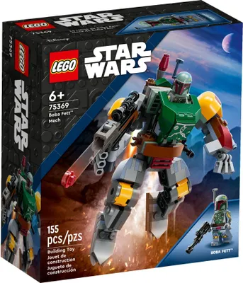 Productafbeelding van LEGO 75369 Star Wars Boba Fett Mech, bouwbare actiefiguur met blaster en raketrugzak met schietmechanisme, verzamelset voor kinderen