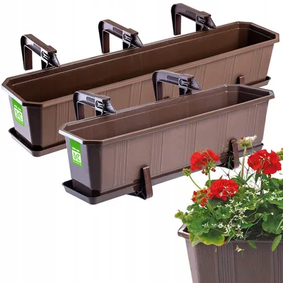 Zdjęcie produktu dla KADAX Skrzynka Balkonowa 80+60cm Uchwyty Brązowa