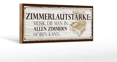 Produktbild von Holzschild Spruch 27x10cm Zimmerlautstärke: Musik, die man in