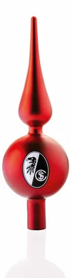 Glas-Kerzenbaumspitze 27 cm rot mit Schriftzug