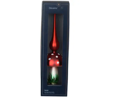 Produktbild von Christbaumspitze Glas Fliegenpilz 31cm Rot Weiß