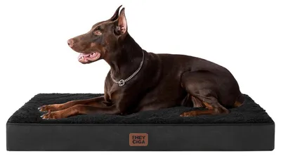 Image de Lit orthopédique pour chien, 112x81 cm, lavable, noir, grande taille