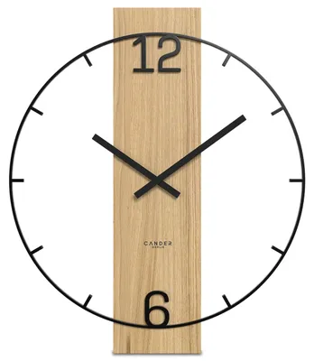 Wandklok XXL 50 cm Vintage geräuschlos Metall Holz schwarz