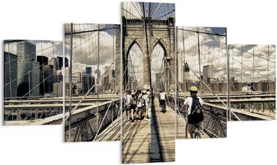 Produktbild von Bild auf Leinwand - Leinwandbild - Amerika brooklyn brücke bau - 125x70cm - Wand Bild - Wanddeko - Leinwanddruck - Bilder - Kunstdruck - Wanddekoration - Leinwand bilder - Wandkunst - EA125x70-2497