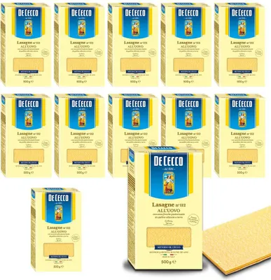 Produktbild von De Cecco Lasagne all'Uovo N°112 - Lasagneblätter aus Eierteignudeln (12 x 500 g)