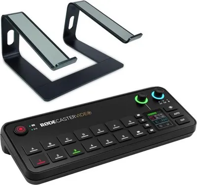 Immagine prodotto di Console di produzione video Rode Rodecaster con supporto per laptop BK