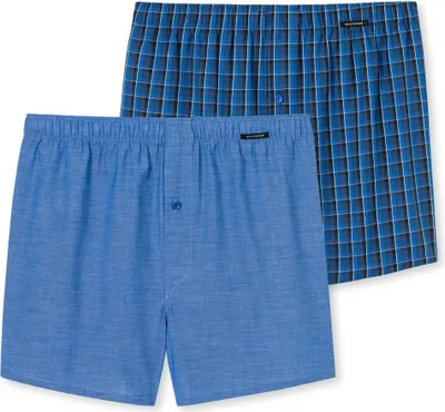 Produktbild von SCHIESSER Herren Web-Boxershorts, 2er Pack - Unterhose, Baumwolle Blau 3XL