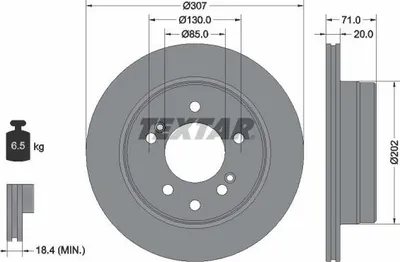 Produktbild von 2x TEXTAR Bremsscheibe 92203103 für SSANGYONG Rexton / Rexton II (GAB_) REXTON W